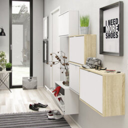 Furniture To Go Shoes Shoe Cabinet  W. 3 Tilting Doors And 2 Layers Oak Structure White - thumbnail 7