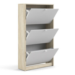Furniture To Go Shoes Shoe Cabinet  W. 3 Tilting Doors And 2 Layers Oak Structure White - thumbnail 4