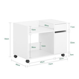 Sobuy Ask02-W, Printer Stand With Storage Desk Side Mobile Storage Cabinet File Cabinet,white,w72Xd40Xh54 - thumbnail 3
