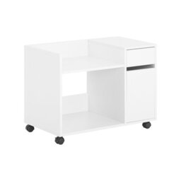 Sobuy Ask02-W, Printer Stand With Storage Desk Side Mobile Storage Cabinet File Cabinet,white,w72Xd40Xh54
