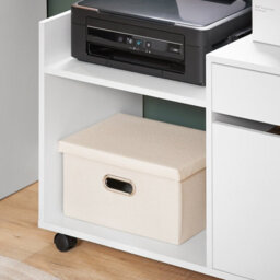 Sobuy Ask02-W, Printer Stand With Storage Desk Side Mobile Storage Cabinet File Cabinet,white,w72Xd40Xh54 - thumbnail 4