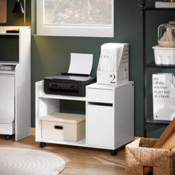 Sobuy Ask02-W, Printer Stand With Storage Desk Side Mobile Storage Cabinet File Cabinet,white,w72Xd40Xh54 - thumbnail 9