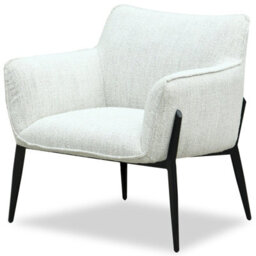 Wyld Haus Nashville White Upholstered Accent Armchair Black Metal Legs - thumbnail 2