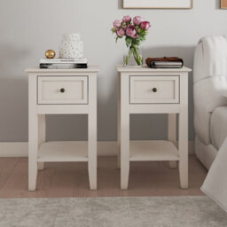 Melody Maison Pair Of One Drawer Bedside Tables - Rowley Pale Cream Range - thumbnail 2
