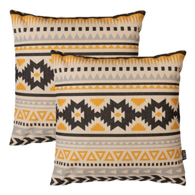 icon Indoor And Outdoor Waterproof Filled Cushion Set Of 2 Ochre Yellow Weatherproof - image 1