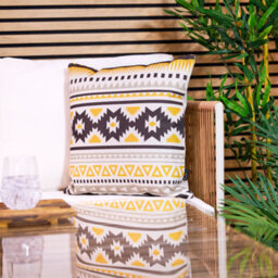 icon Indoor And Outdoor Waterproof Filled Cushion Set Of 2 Ochre Yellow Weatherproof - thumbnail 2