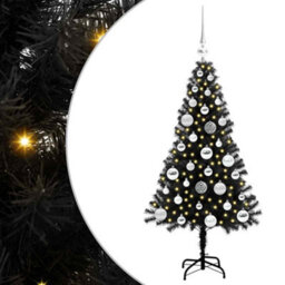 Vidaxl Christmas Tree With 150 Leds With Stand Black 120 Cm Pvc - thumbnail 2