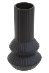 Orsina Finely Crafted Black Vase, Geometric Design Flower Ceramic Vase, Compact And Lightweight Vase For Flowers - thumbnail 4