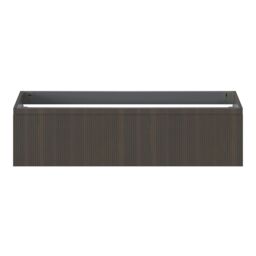 GoodHome Kentia Ribbed Effect Walnut Veneer Wall-Mounted Bathroom Cabinet (H) 300mm (W) 1200mm - thumbnail 2