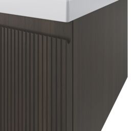 GoodHome Kentia Ribbed Effect Walnut Veneer Wall-Mounted Bathroom Cabinet (H) 300mm (W) 1200mm - thumbnail 5
