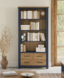 Baumhaus Splash Of Blue - Large Open Bookcase With Drawers - thumbnail 1
