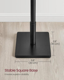 Premium Wood Hall Stand, Multi-Hook Coat Tree With Adjustable Height Options, Rubberwood Hooks And Pole, Ink Black - thumbnail 4