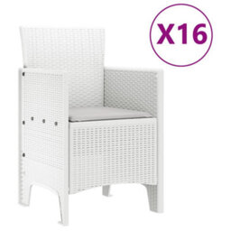 Berkfield Garden Dining Set 17 Pcs White Polt Rattan - thumbnail 5
