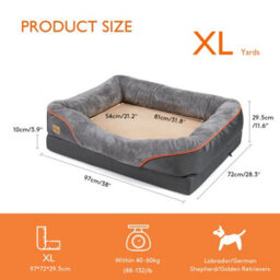 Bingopaw Xl Thicken Orthopedic Dog Bed Waterproof Pet Sofa Mattress Nonskid Bottom Couch,97X72X29.5Cm - thumbnail 2