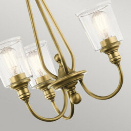 Luminosa Lighting Elstead Waverly 3 Light Chandelier, Natural Brass, E27 - thumbnail 3