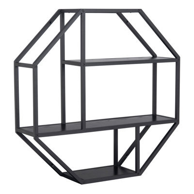 Furniture To Go Seaford Octagonal Metal Wall Shelf In Black - image 1