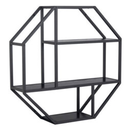 Furniture To Go Seaford Octagonal Metal Wall Shelf In Black - thumbnail 1