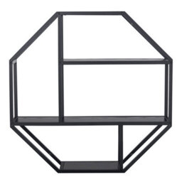 Furniture To Go Seaford Octagonal Metal Wall Shelf In Black - thumbnail 2