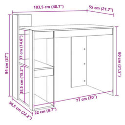 Berkfield Office Desk Sonoma Oak 103.5X56.5X94 Cm Engineered Wood - thumbnail 9