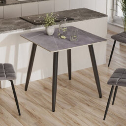 Urbn-Living Urbnliving 5Pcs Armani Grey Modern Ceramic Top Dining Table & Green Velvet Chairs With Metal Legs - thumbnail 8