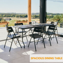 Novecrafto 6Ft Folding Table & 6 Folding Chairs Set - Heavy-Duty Black Hdpe, Steel Frames Camping Table & Chairs For Indoor/outdoor Use - thumbnail 2