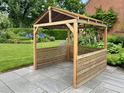 Edecks Atlas Ridgeline Outdoor Garden Gazebo Pressure Treated Outdoor Timber Diy Kit 8Ft X 8Ft With Steel Spikes - image 1