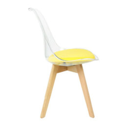 Fusion Living Soho Clear And Yellow Plastic Dining Chair With Squared Light Wood Legs - thumbnail 6
