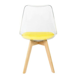 Fusion Living Soho Clear And Yellow Plastic Dining Chair With Squared Light Wood Legs - thumbnail 4