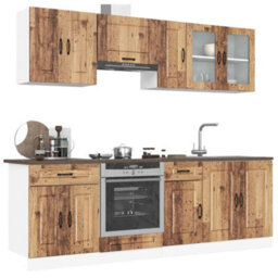 Berkfield 8 Piece Kitchen Cabinet Set Kalmar Old Wood Engineered Wood - thumbnail 1