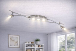 Eglo Tukon Chrome And Matt Nickel Led 7 Bulb Ceiling Spotlight Bar Gu10 Adjustable - thumbnail 2