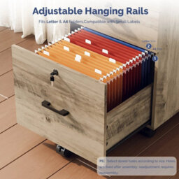 Oak 3 Drawer Locking Filing Cabinet With Hanging Bars For A4 And Letter Office - thumbnail 6
