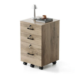 Oak 3 Drawer Locking Filing Cabinet With Hanging Bars For A4 And Letter Office - thumbnail 4