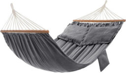LEDREM Hammock, Outdoor Swing Bed With 2 Pillows, Wooden Bars, Load Capacity 300 Kg, 210 X 150 Cm, Grey - thumbnail 3