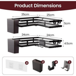 Corner Shower Caddy, 2 Pcs Organiser Storage Rack Self Adhesive Bathroom Shelf - thumbnail 2