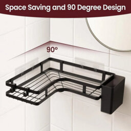 Corner Shower Caddy, 2 Pcs Organiser Storage Rack Self Adhesive Bathroom Shelf - thumbnail 5