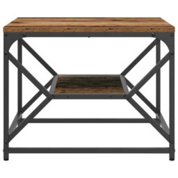 Berkfield Coffee Table With Shelf - Rustic Wood Look, 51X50X40 Cm, Made Of Engineered Wood - thumbnail 6
