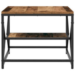 Berkfield Coffee Table With Shelf - Rustic Wood Look, 51X50X40 Cm, Made Of Engineered Wood - thumbnail 7