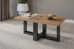 Arte Chic Eko 99 Coffee Table 1020mm In Oak Wotan & Black - Two-Tone Modern Accent H440mm D600mm - thumbnail 2