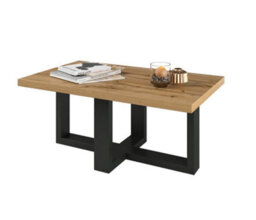 Arte Chic Eko 99 Coffee Table 1020mm In Oak Wotan & Black - Two-Tone Modern Accent H440mm D600mm - thumbnail 1