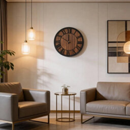 45Cm Wooden Wall Clock Silent Non Ticking - thumbnail 3