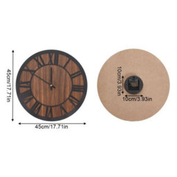 45Cm Wooden Wall Clock Silent Non Ticking - thumbnail 2