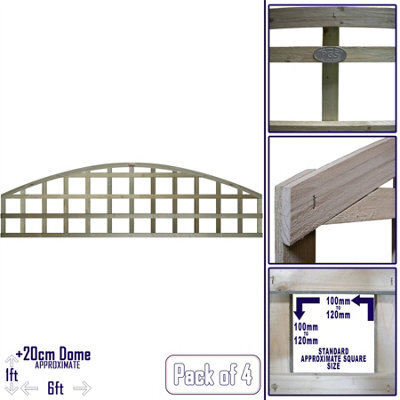 Premier Garden Supplies Arch Top Wooden Trellis Panel 6Ft X 1Ft (4 Pack) Standard Square Lattice Fencing Topper Extension For Climbing Plant Support - image 1