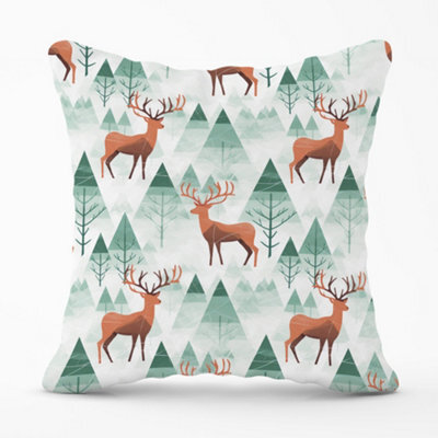 Warren Reed Designer Reindeer On A Snowy Landscape Cushions 45Cm X 45Cm