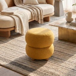 Yellow Footstool Ottoman Stool Pouffe Seat Vanity Dressing Table Stool - thumbnail 4