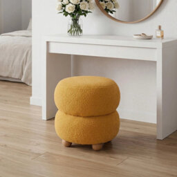 Yellow Footstool Ottoman Stool Pouffe Seat Vanity Dressing Table Stool - thumbnail 3