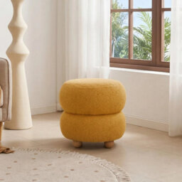 Yellow Footstool Ottoman Stool Pouffe Seat Vanity Dressing Table Stool - thumbnail 1