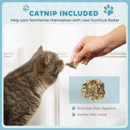 Pawhut Cat Scratching Board 2-In-1 Cardboard With Catnip, Blue - thumbnail 6