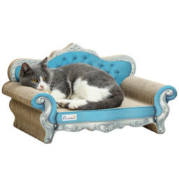 Pawhut Cat Scratching Board 2-In-1 Cardboard With Catnip, Blue - thumbnail 2