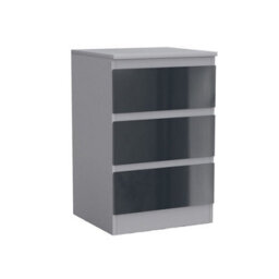Urbn-Living Urbnliving 62Cm Height Glossy 3 Drawers Bedside Cabinet Chest Of Drawers With Smooth Metal Runner Grey & Black - thumbnail 2