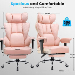 Comhoma Office Chair High Back Pu Leather Executive Desk Chair With Footrest, Ergonomic Big Swivel Reclining Computer Chairs - thumbnail 3
